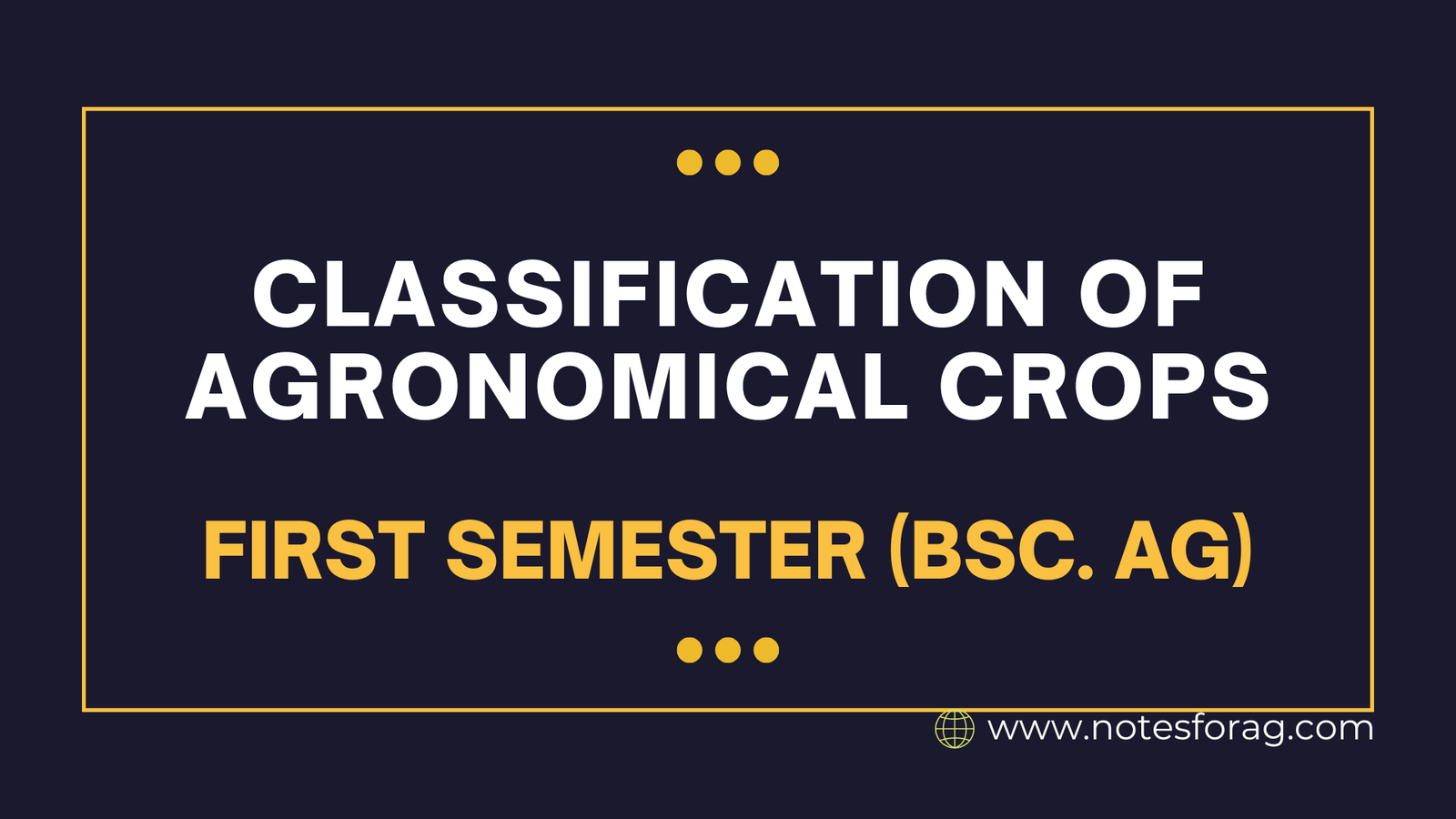 Classification of Agronomical crops
