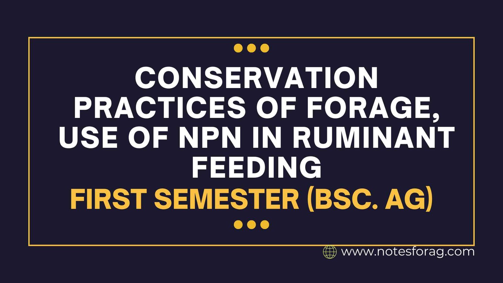 Conservation practices of forage, use of NPN in ruminant feeding