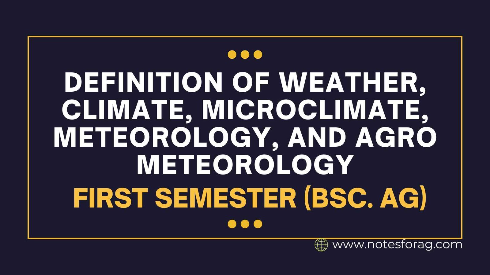 Definition of weather, climate, microclimate, meteorology, and agro meteorology