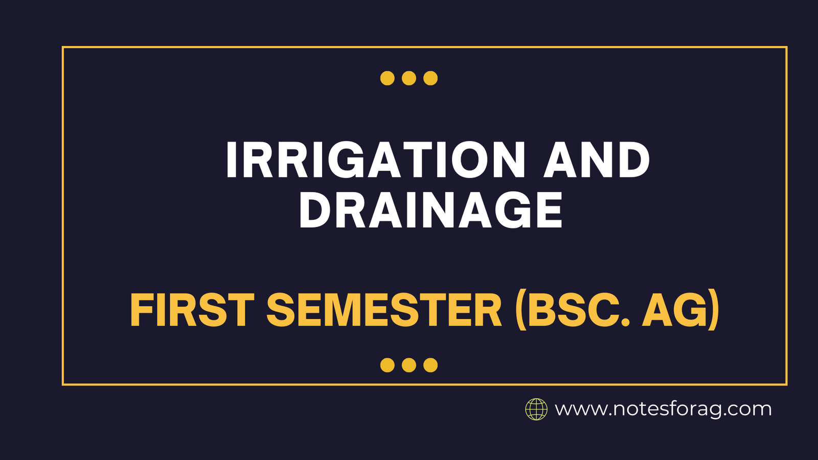 Irrigation and drainage
