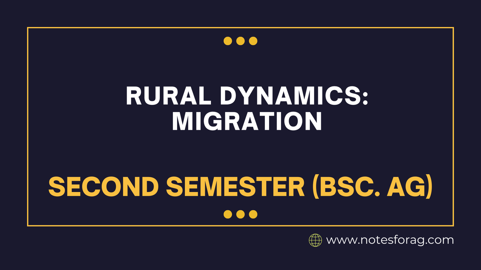 Rural dynamics Migration