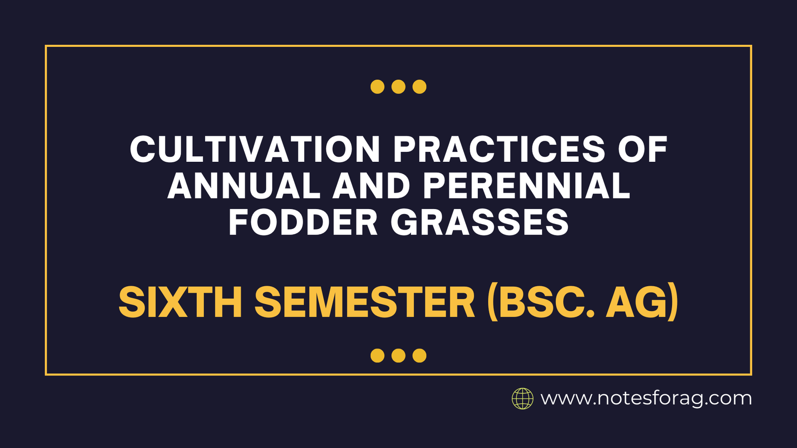 Annual and Perennial Fodder