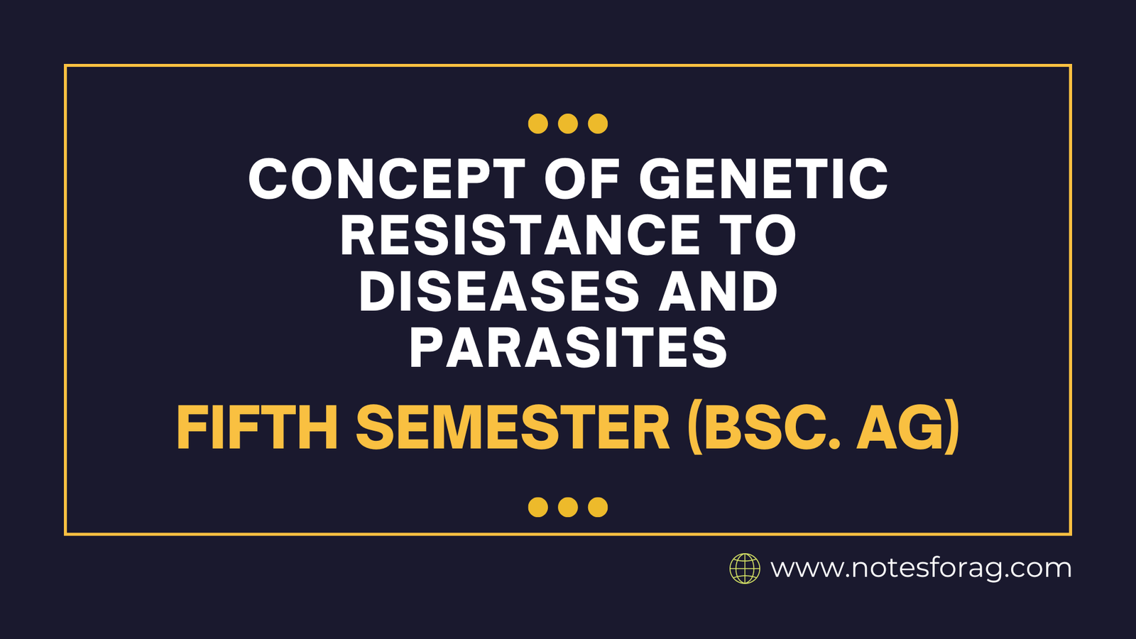 Concept of Genetic resistance to diseases and parasites