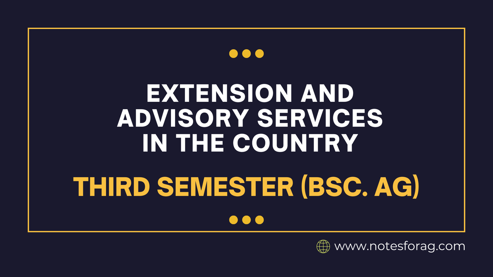 Extension and Advisory Services in the Country