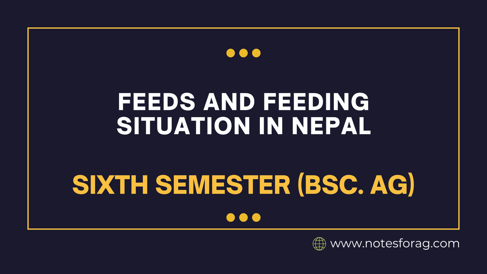 Feeds and Feeding Situation in Nepal
