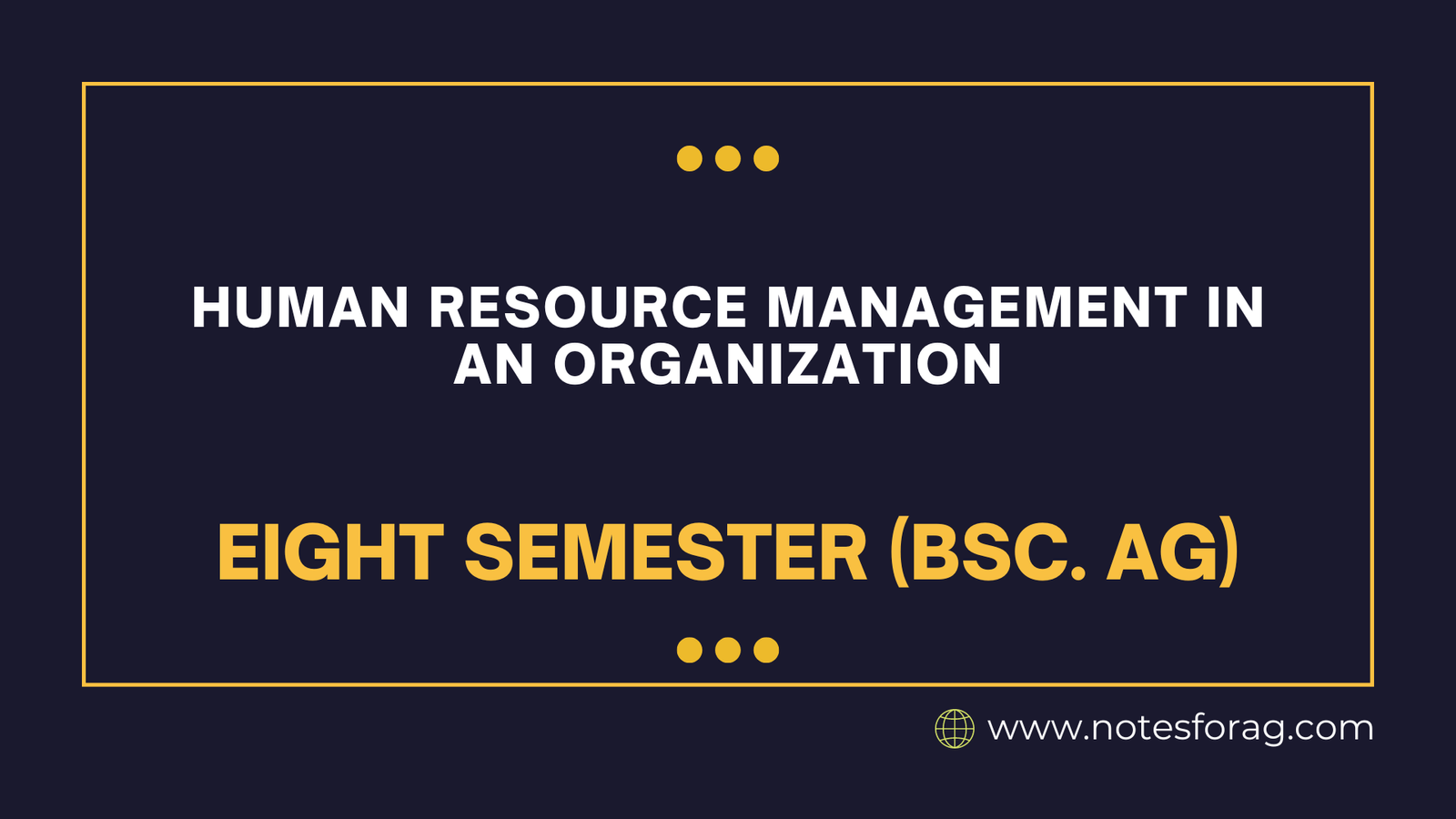 Human Resource Management in an Organization