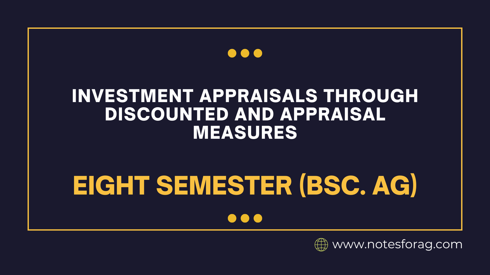 Investment Appraisals