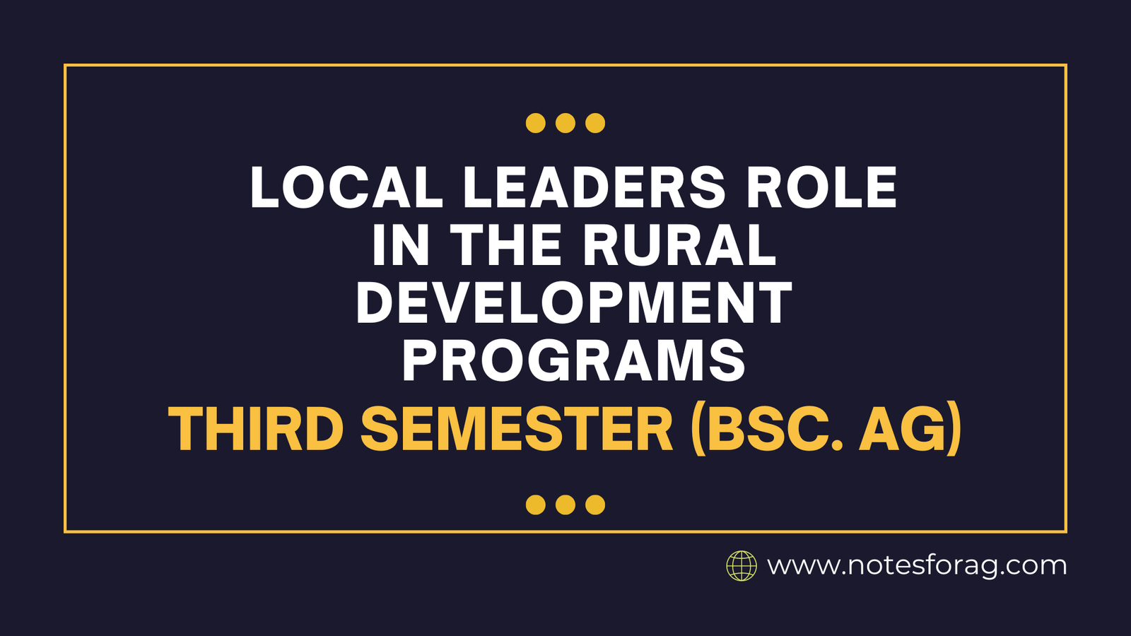 Local Leaders role in the Rural Development Programs