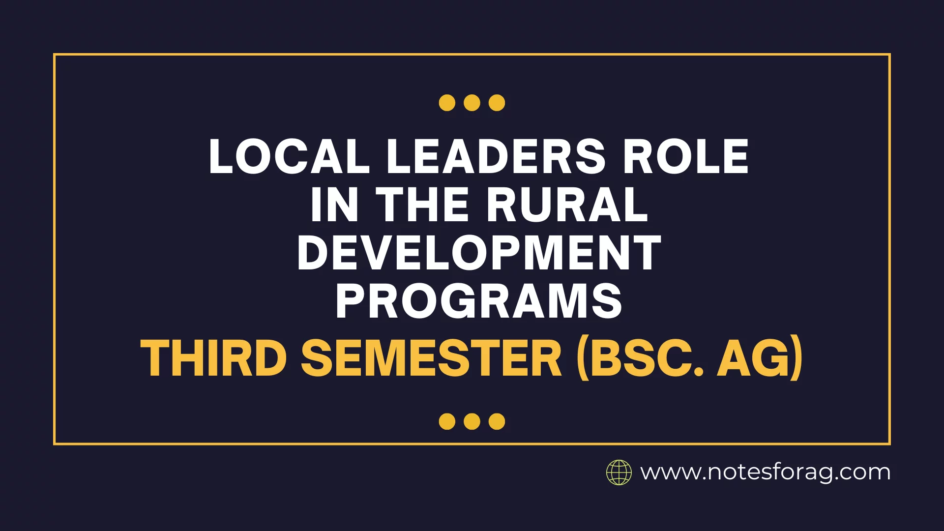 Local Leaders role in the Rural Development Programs
