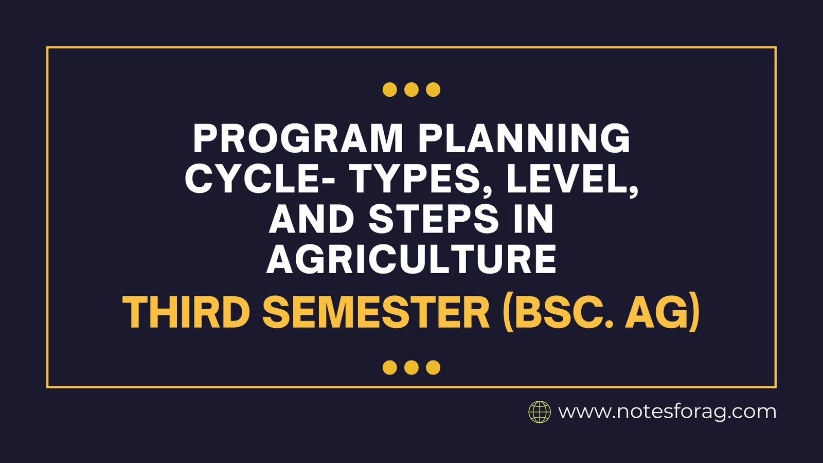 Program Planning Cycle- Types, level, and steps in agriculture