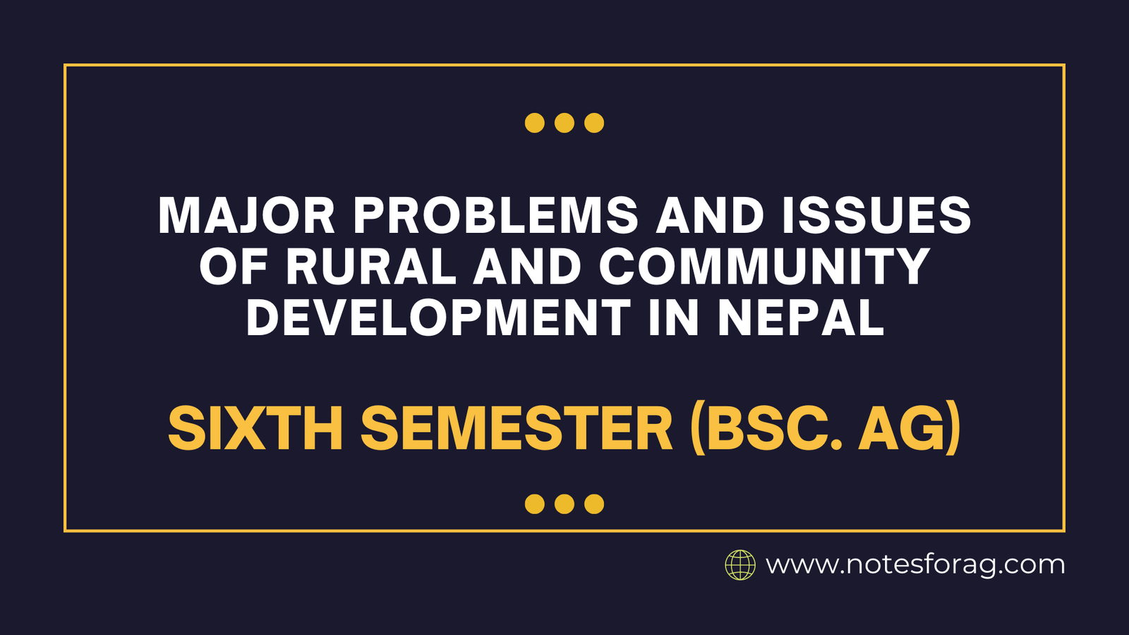 Major Problems and Issues of Rural and Community Development in Nepal
