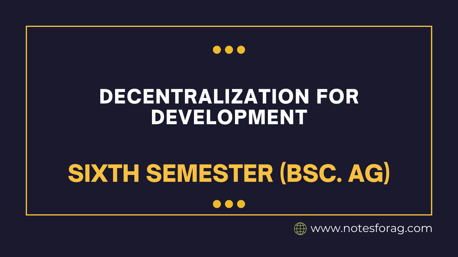 Decentralization for development
