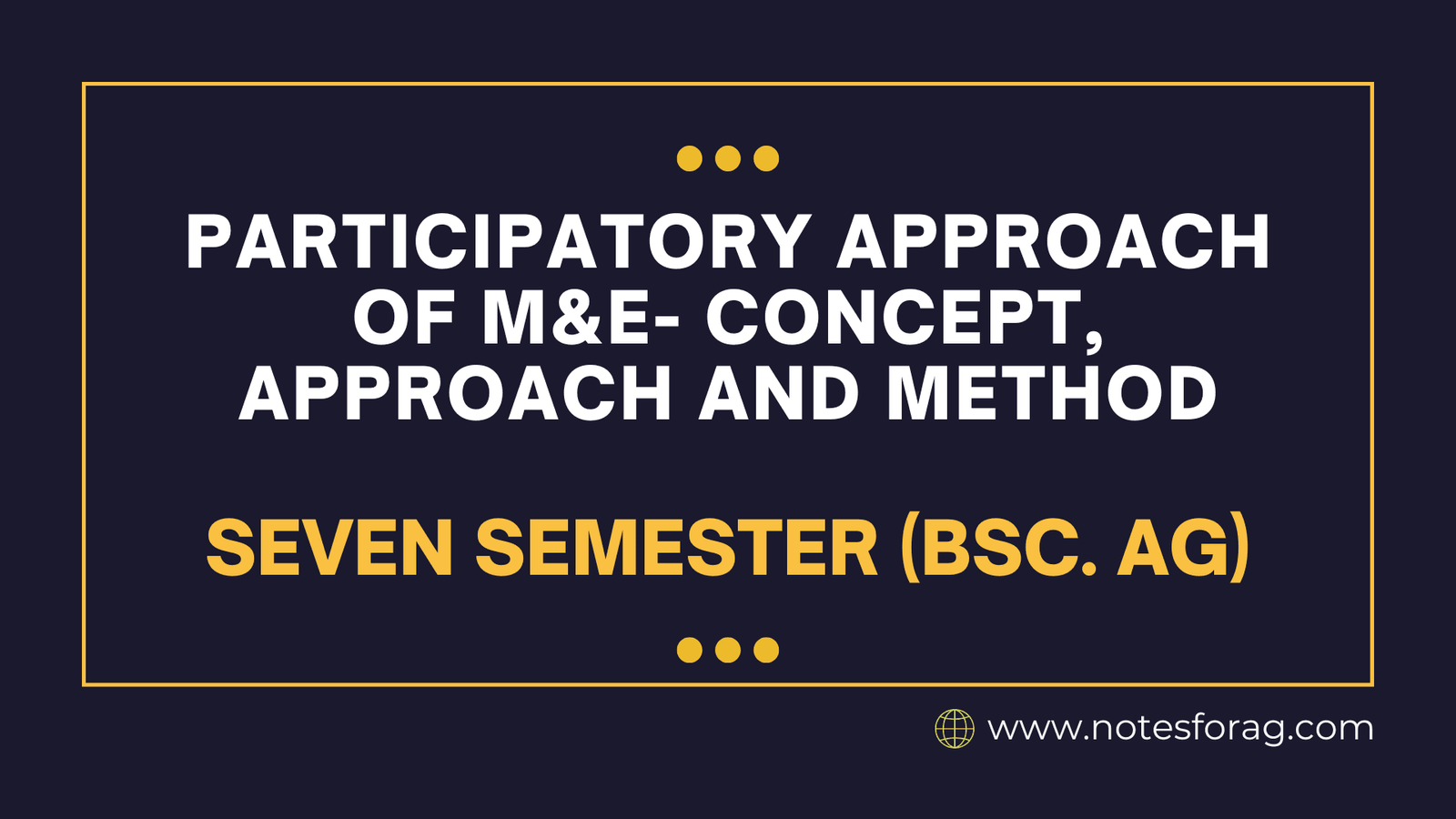 Participatory approach of M&E- concept, approach and method