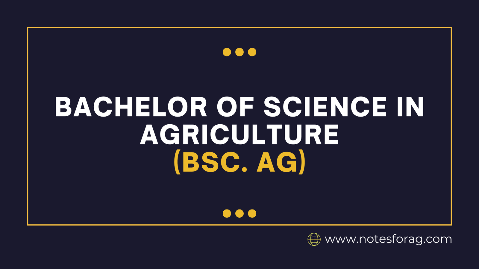 BSc Agriculture