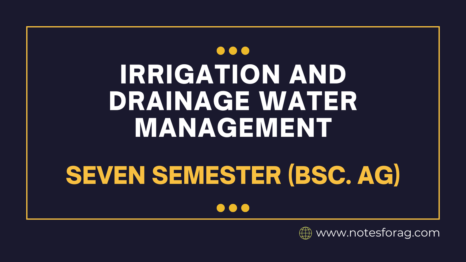 Irrigation and Drainage Water Management