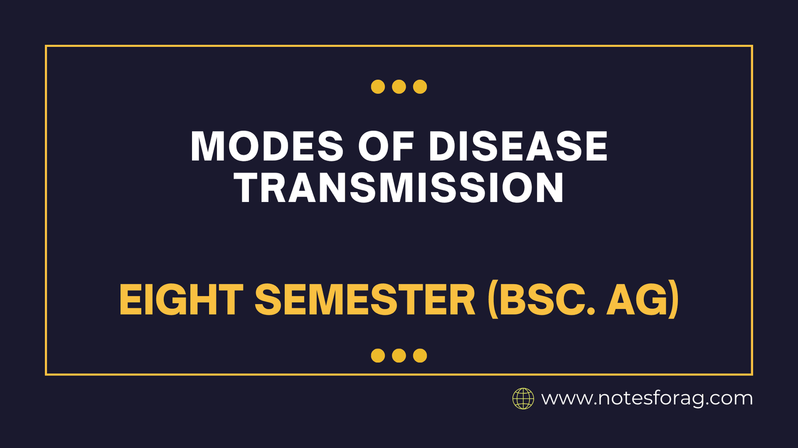 Modes of Disease transmission