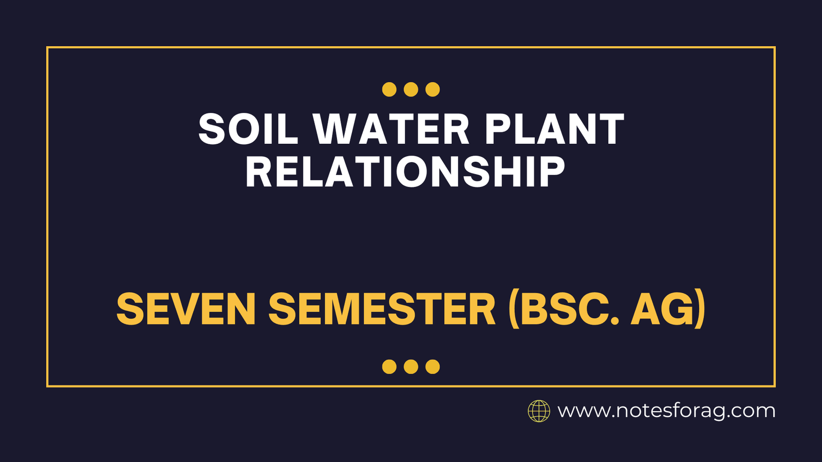 Soil water plant relationship