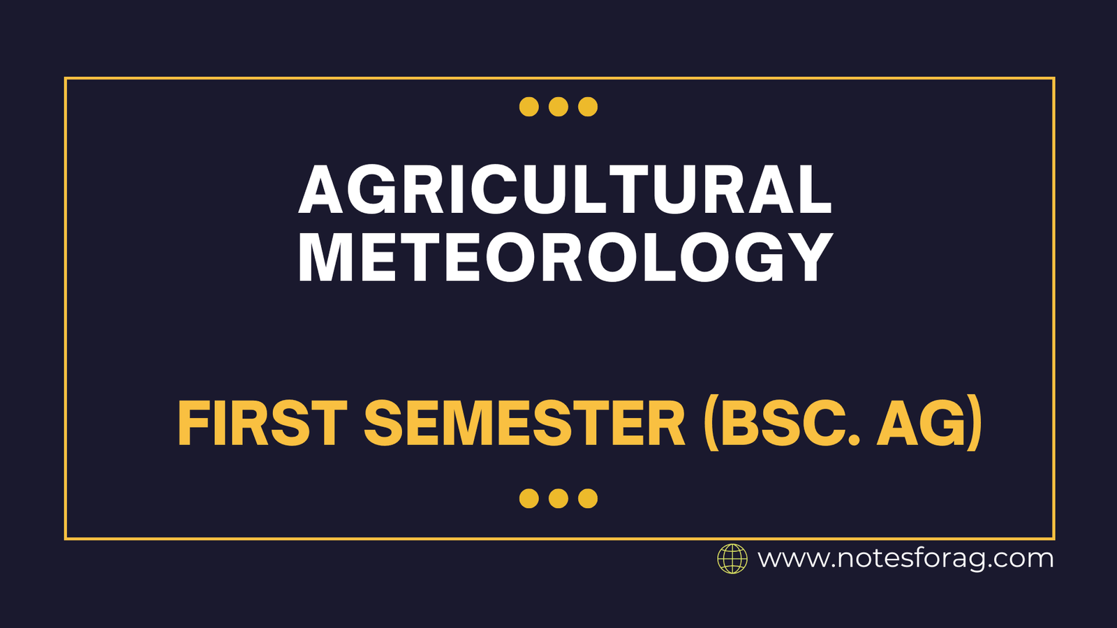 Agricultural Meteorology