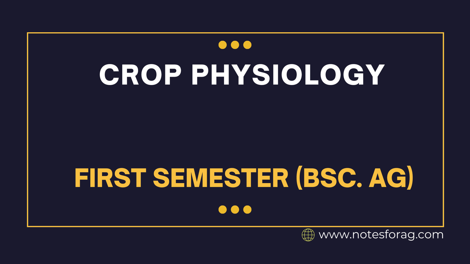 Crop Physiology