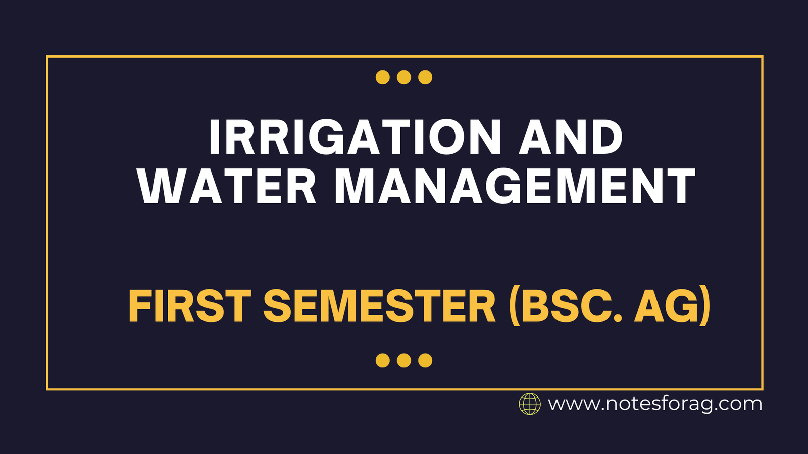 Water Management and Irrigation