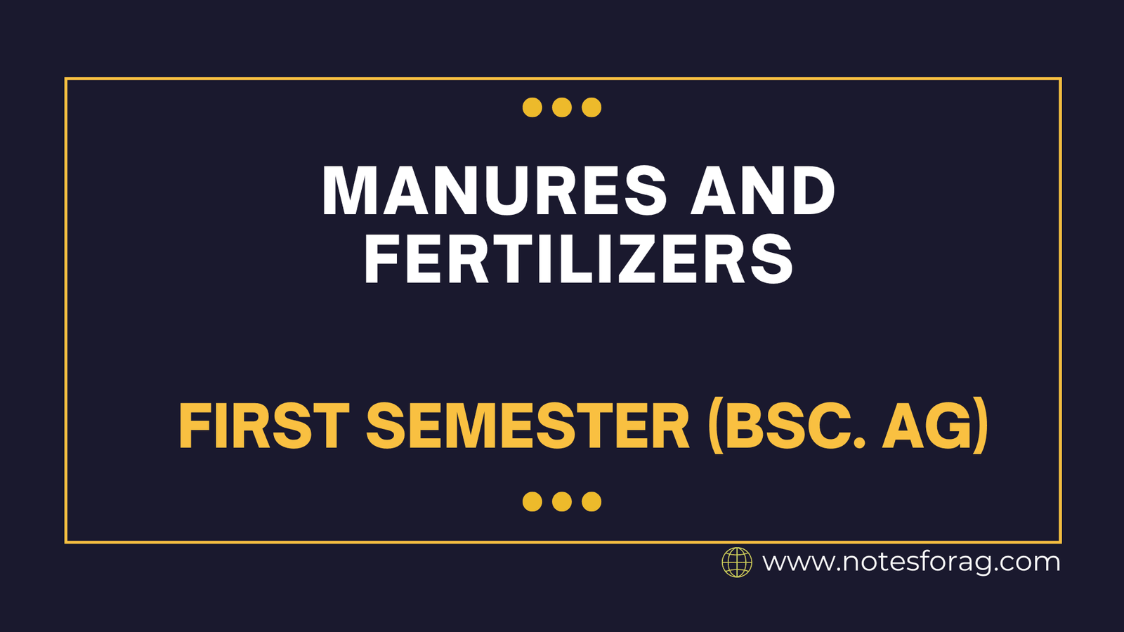 Manures and Fertilizers