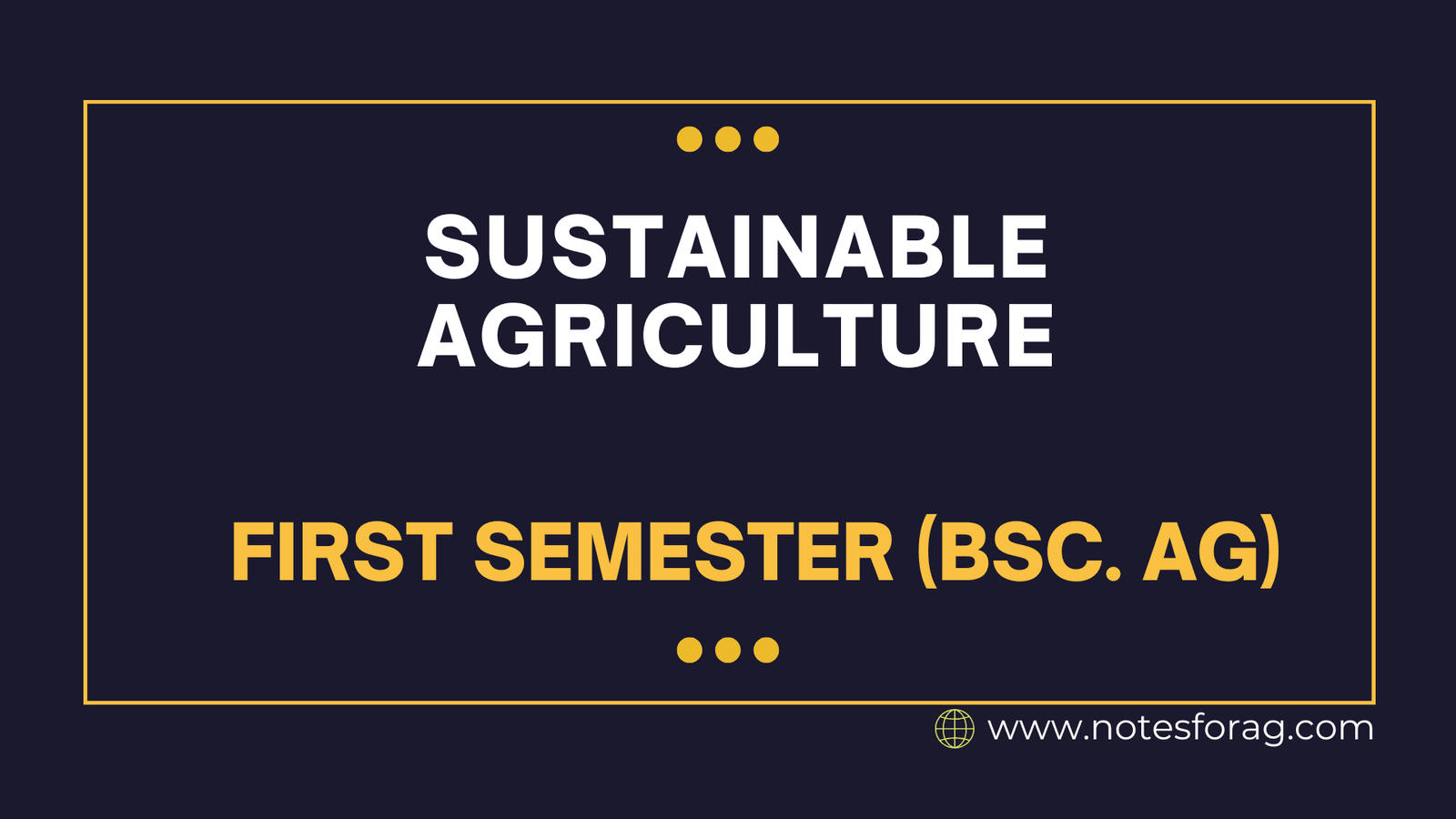 Sustainable Agriculture