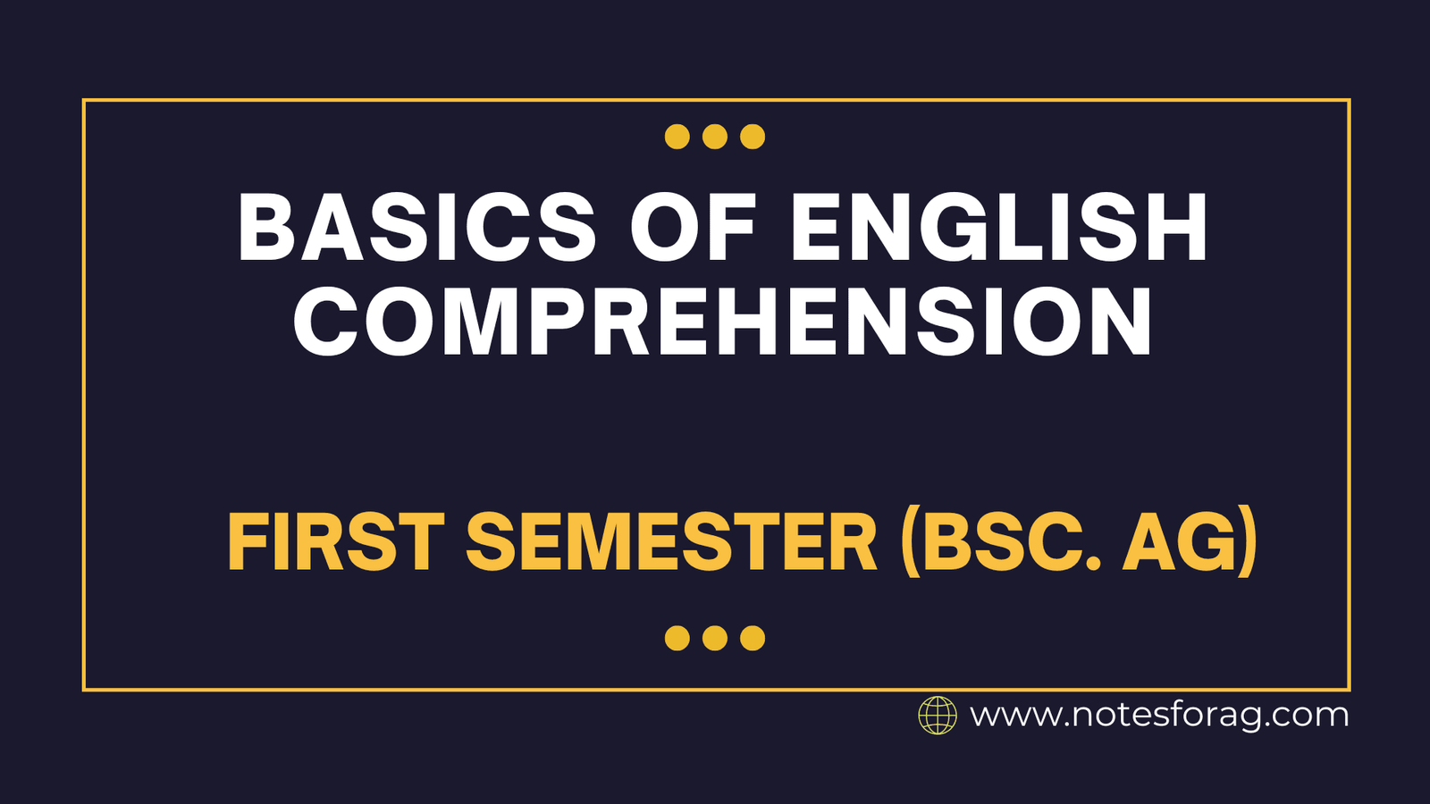 Basics of English Comprehension